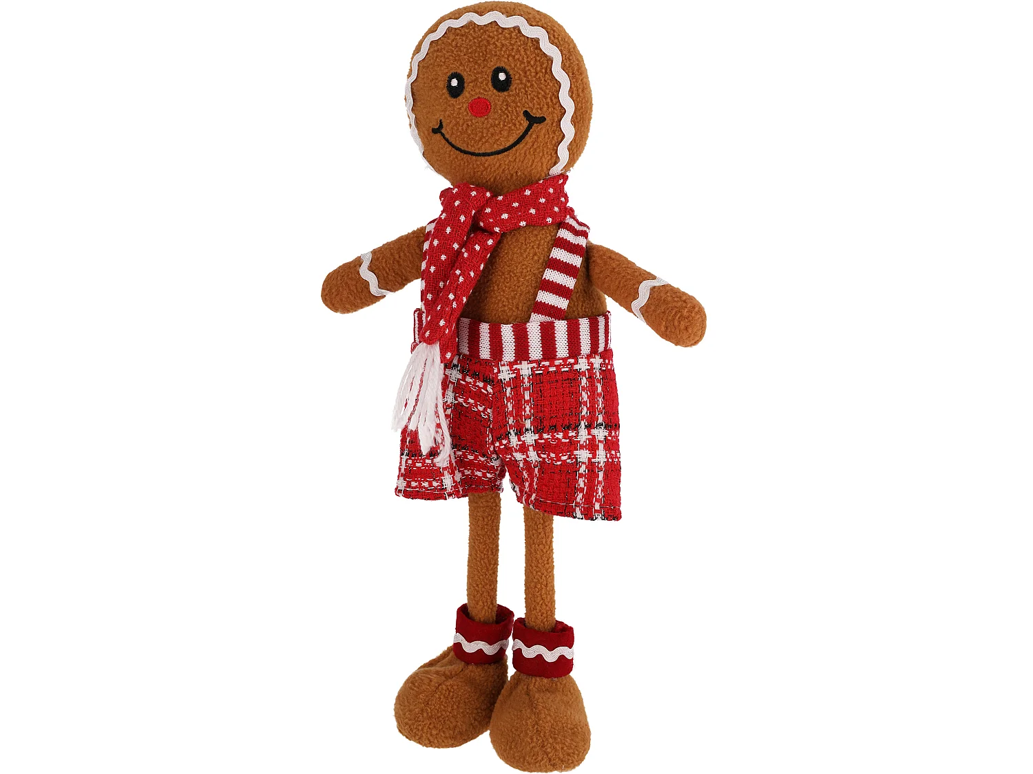 Kerstkabouter peperkoek decoratie figuur stof rood 37x20 cm