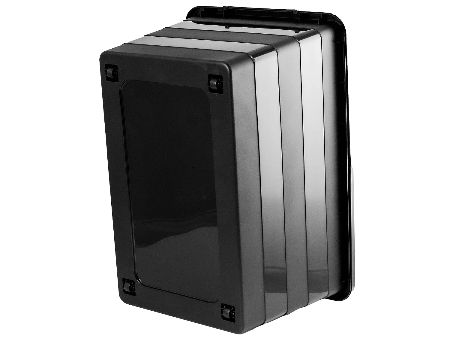 Boîte de rangement en plastique avec couvercle et roulettes, noir, 58,5x38,5x33,1 cm, 55 l