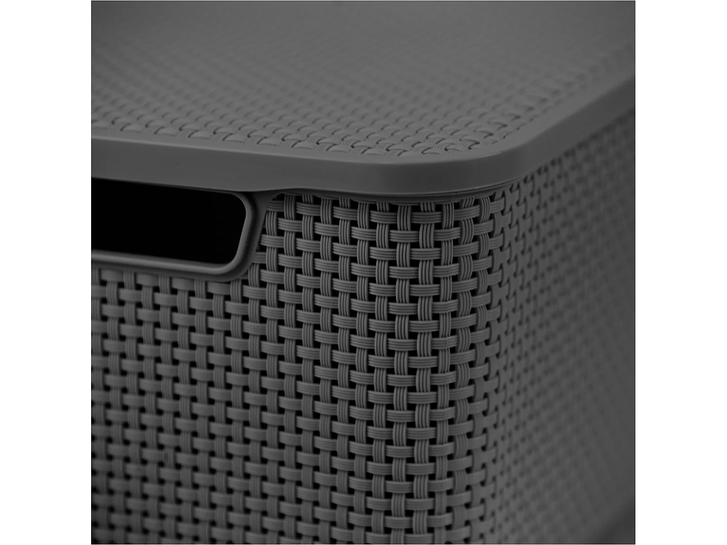 Panier de rangement avec couvercle effet rotin plastique anthracite 19 L, 38x28x18 cm
