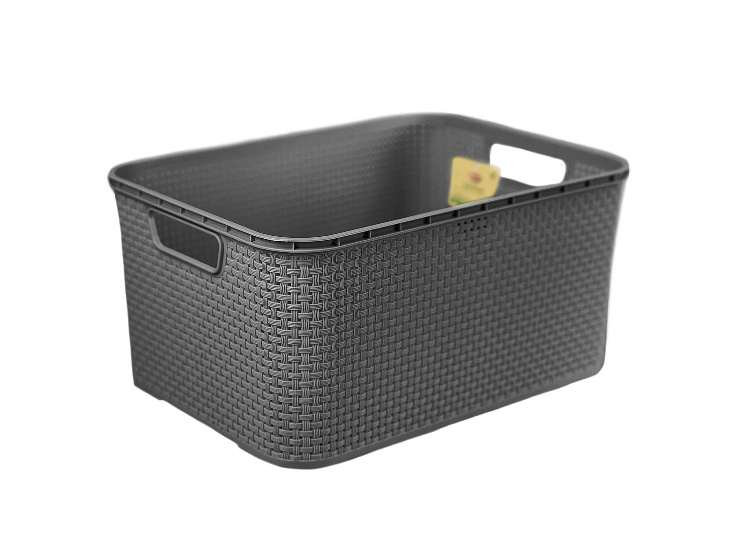 Panier de rangement avec couvercle effet rotin plastique anthracite 19 L, 38x28x18 cm