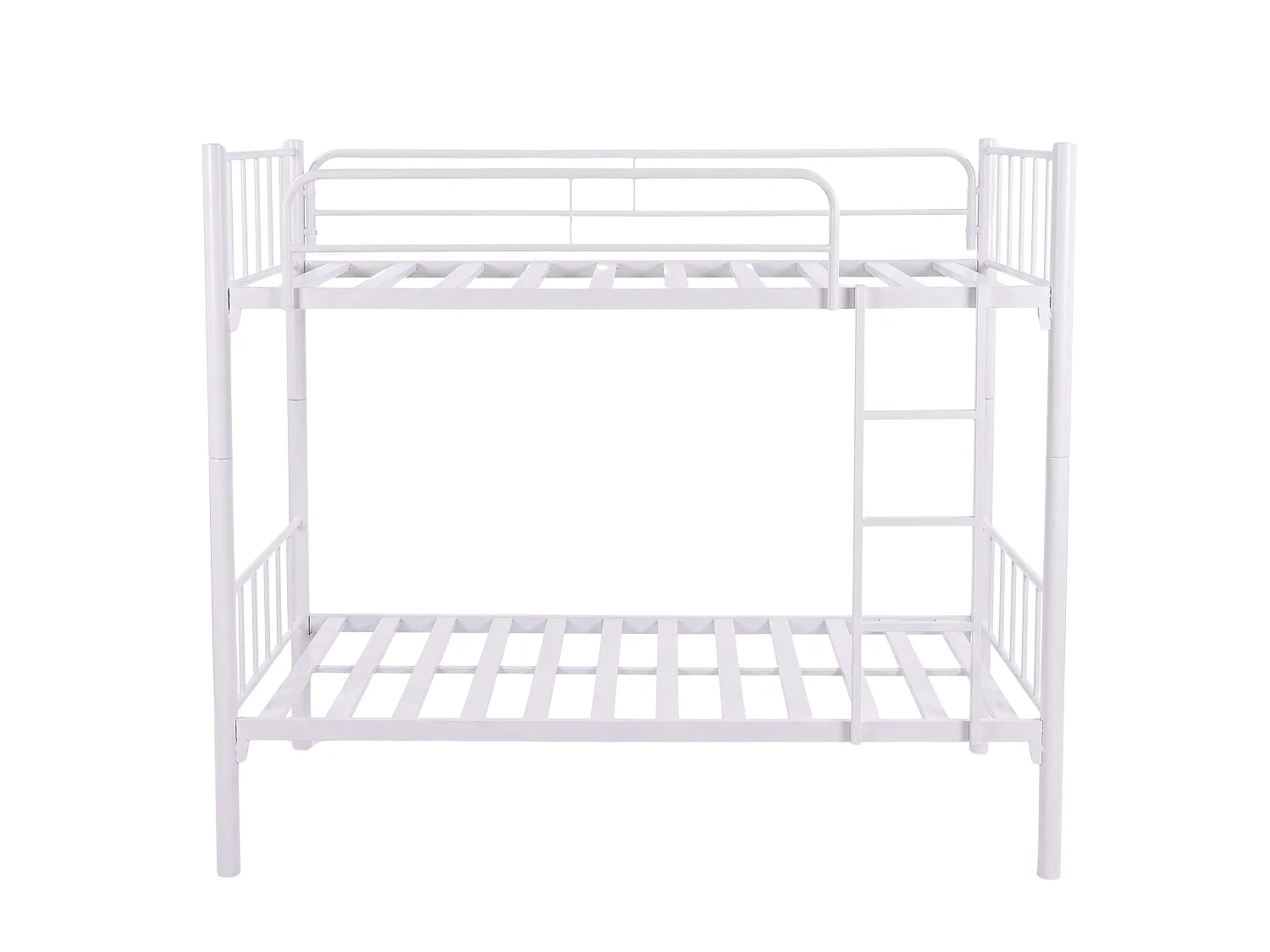 Beliche de metal branco, 90x190 cm, com duas camas removíveis de 95x170 cm.