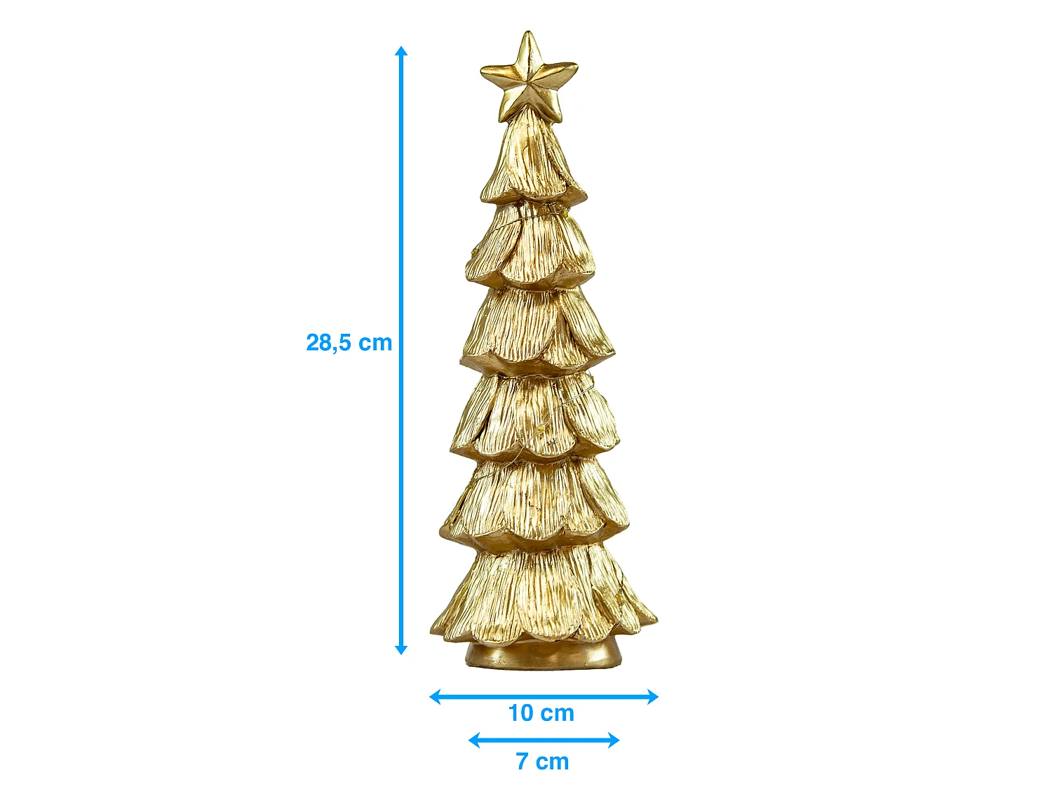 Sapin de Noël LED décoratif en polystone/polyéthylène doré 9,5x9,3x28,5 cm