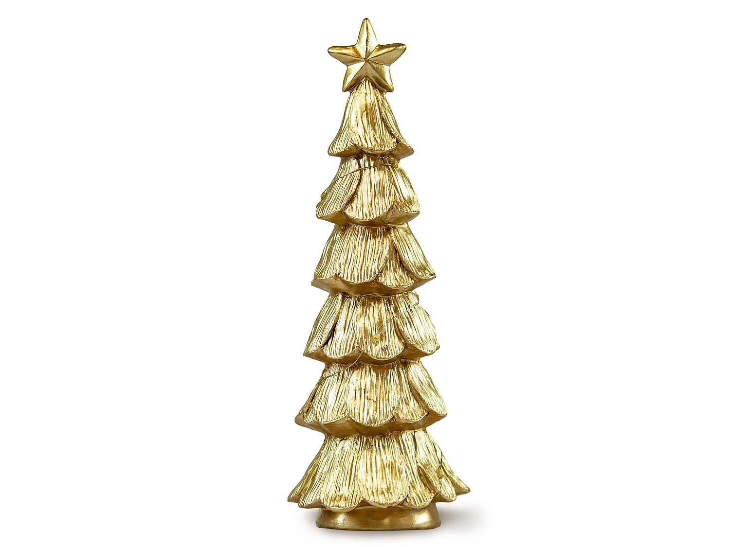 Sapin de Noël LED décoratif en polystone/polyéthylène doré 9,5x9,3x28,5 cm