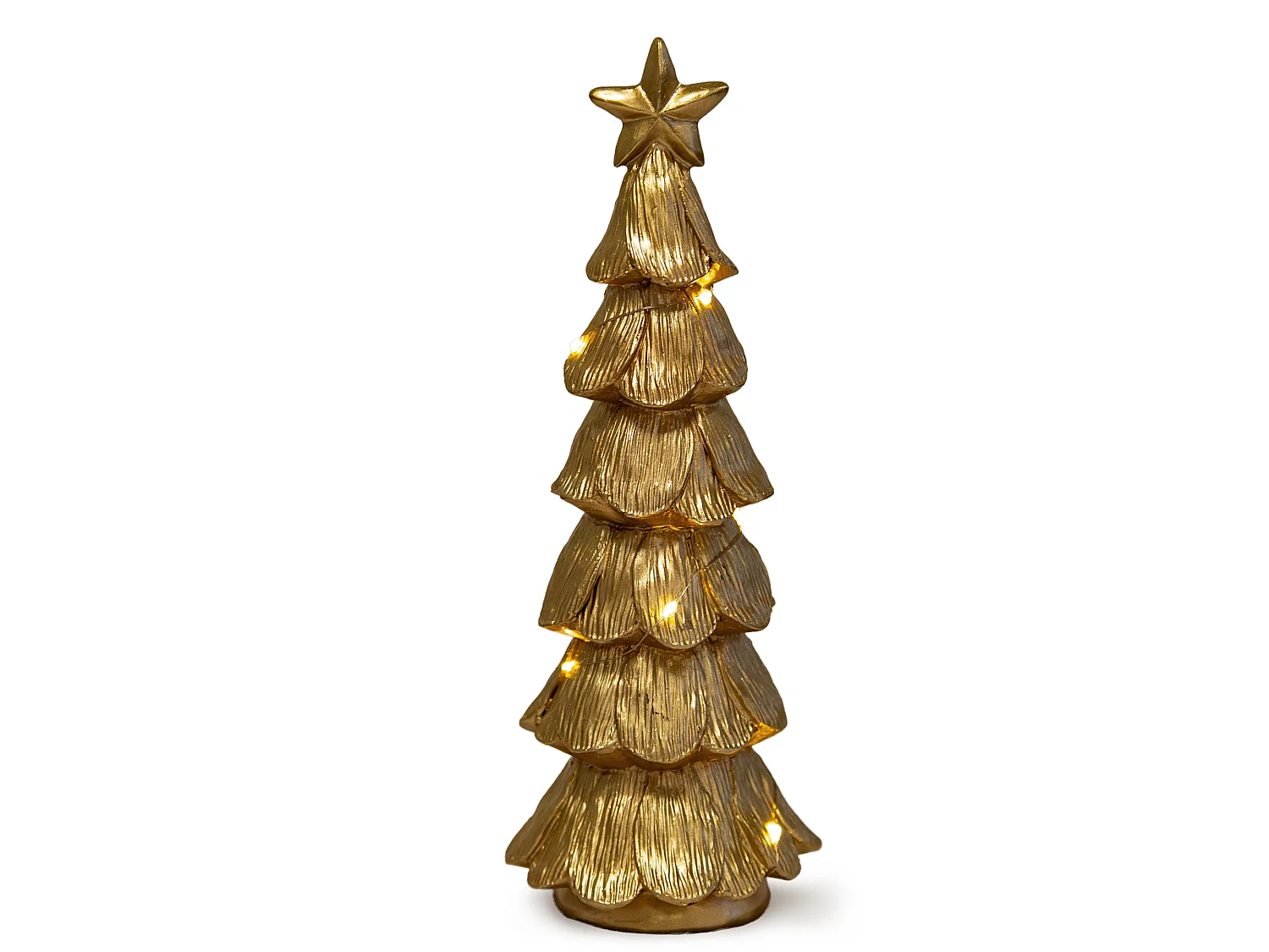 Sapin de Noël LED décoratif en polystone/polyéthylène doré 9,5x9,3x28,5 cm