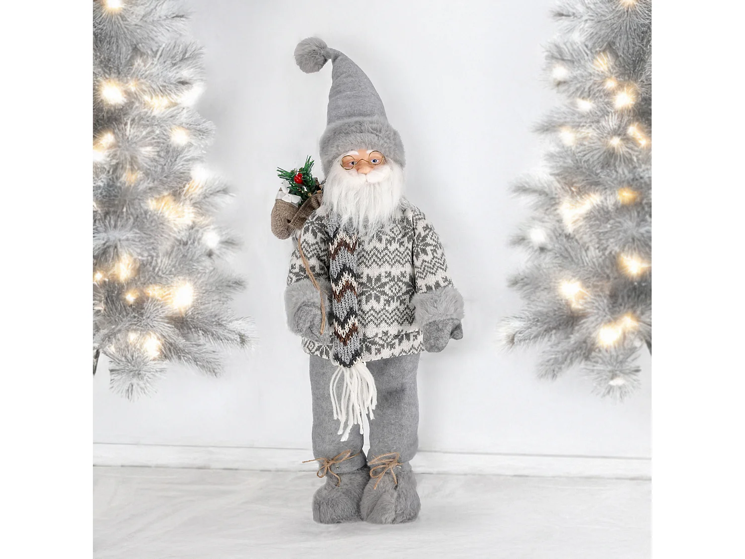 Figurine décorative Père Noël scandinave en plastique rouge 60 cm