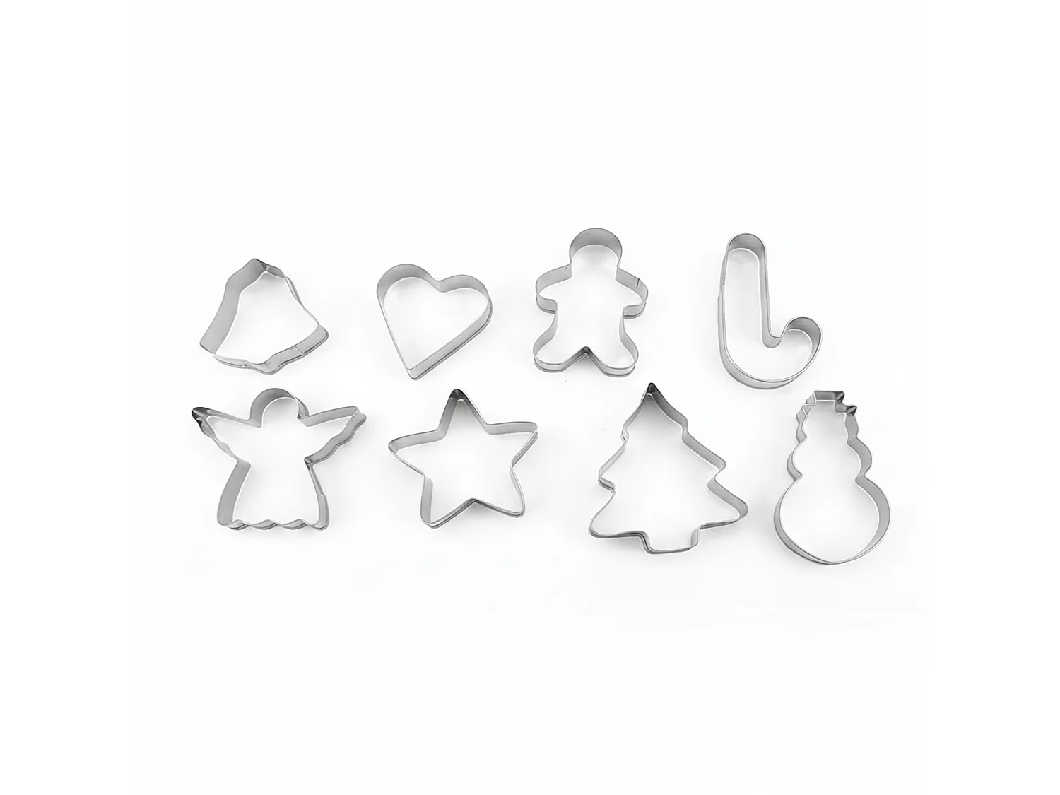 Uitstekende koekjesvormen kerstset 16-delig roestvrij staal zilver 7 cm