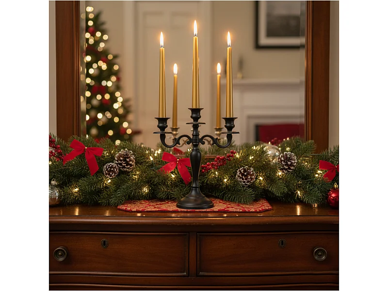 Bougie de Noël simple pour dîner de réveillon 4 pièces dorée 21x21x300 mm