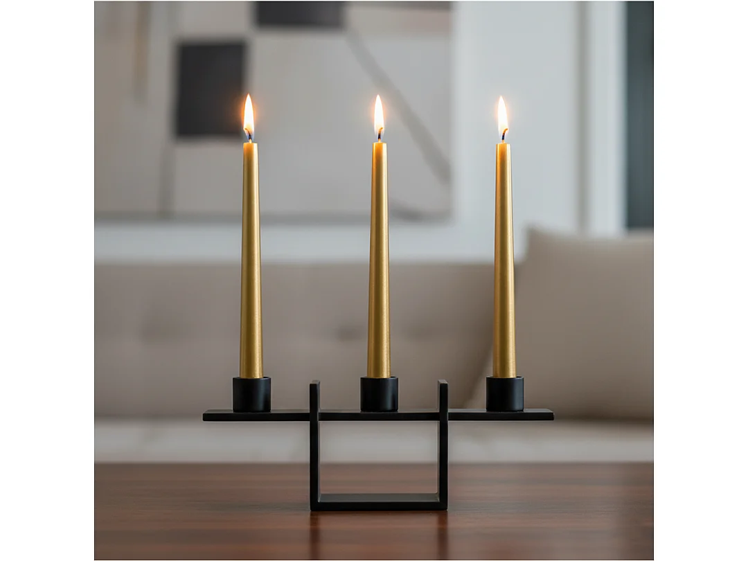 Bougie de Noël simple pour dîner de réveillon 4 pièces dorée 21x21x300 mm