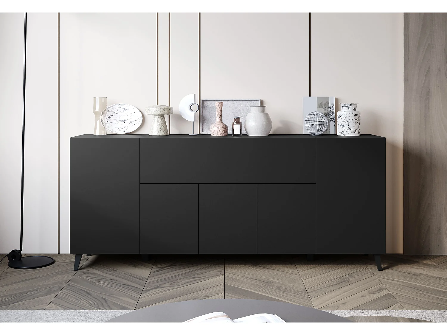 LOKET ladekast, dressoir breedte 180 cm, kleur: zwart