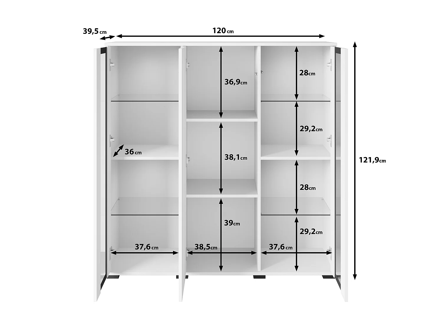 FARO-Kommode, Sideboardbreite 120 cm, Farbe: Schwarz