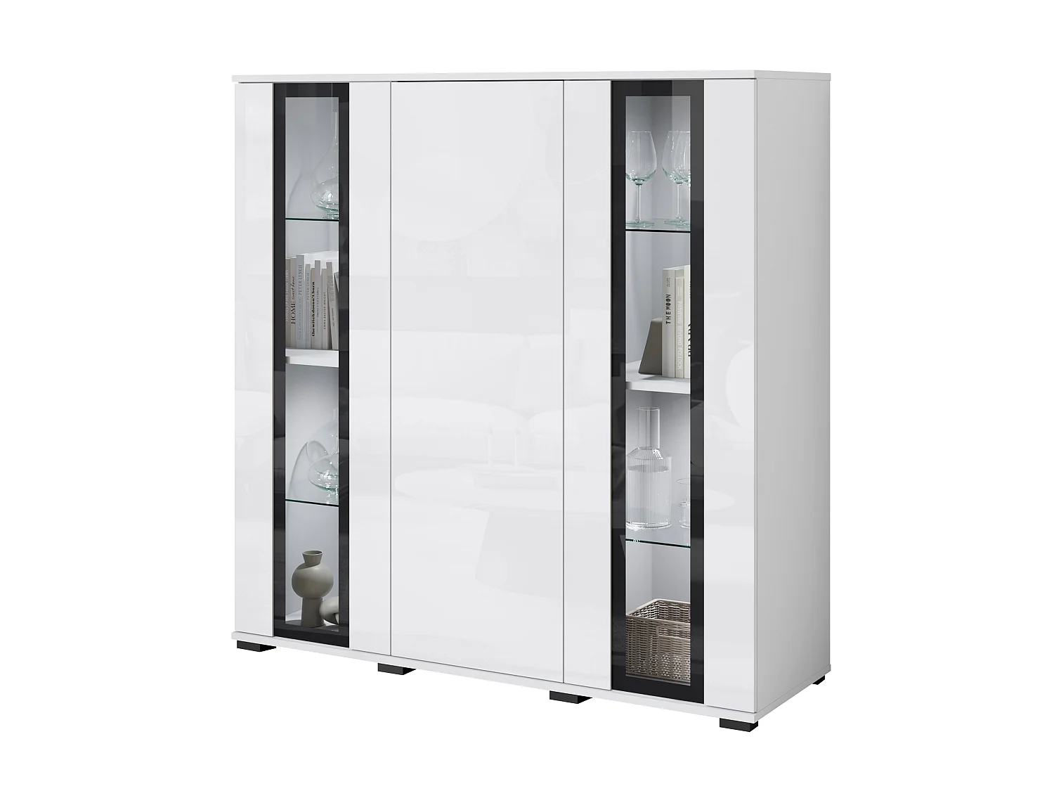 FARO-Kommode, Sideboardbreite 120 cm, mit LED, Farbe: Weiß