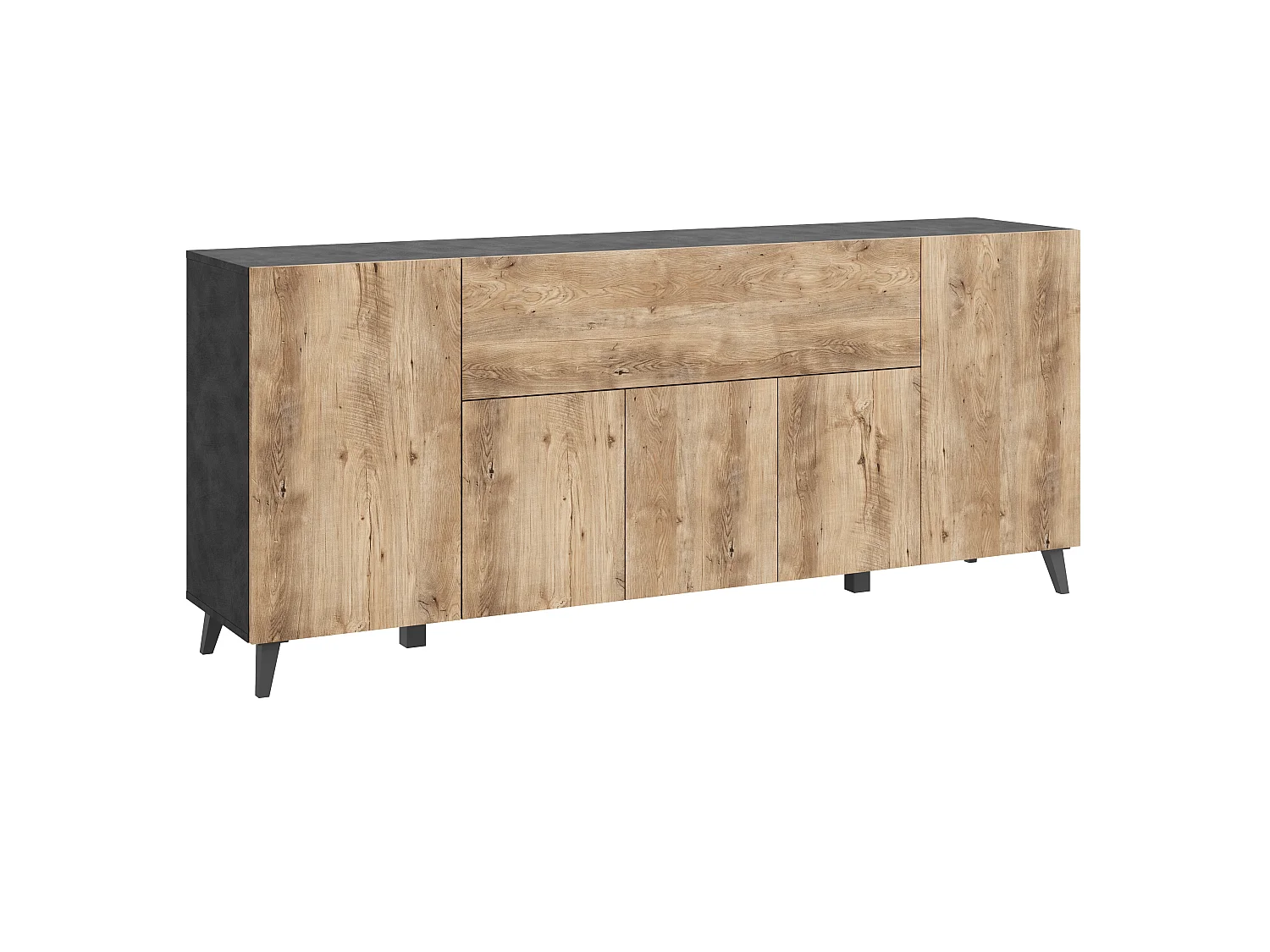 LOKET ladekast, dressoirbreedte 180 cm, kleur: Matera grafiet / kastanjehout