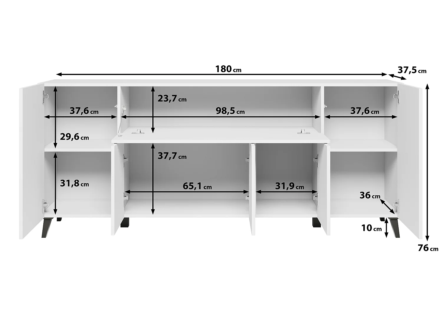 LOKET ladekast, dressoirbreedte 180 cm, kleur: Matera grafiet / kastanjehout