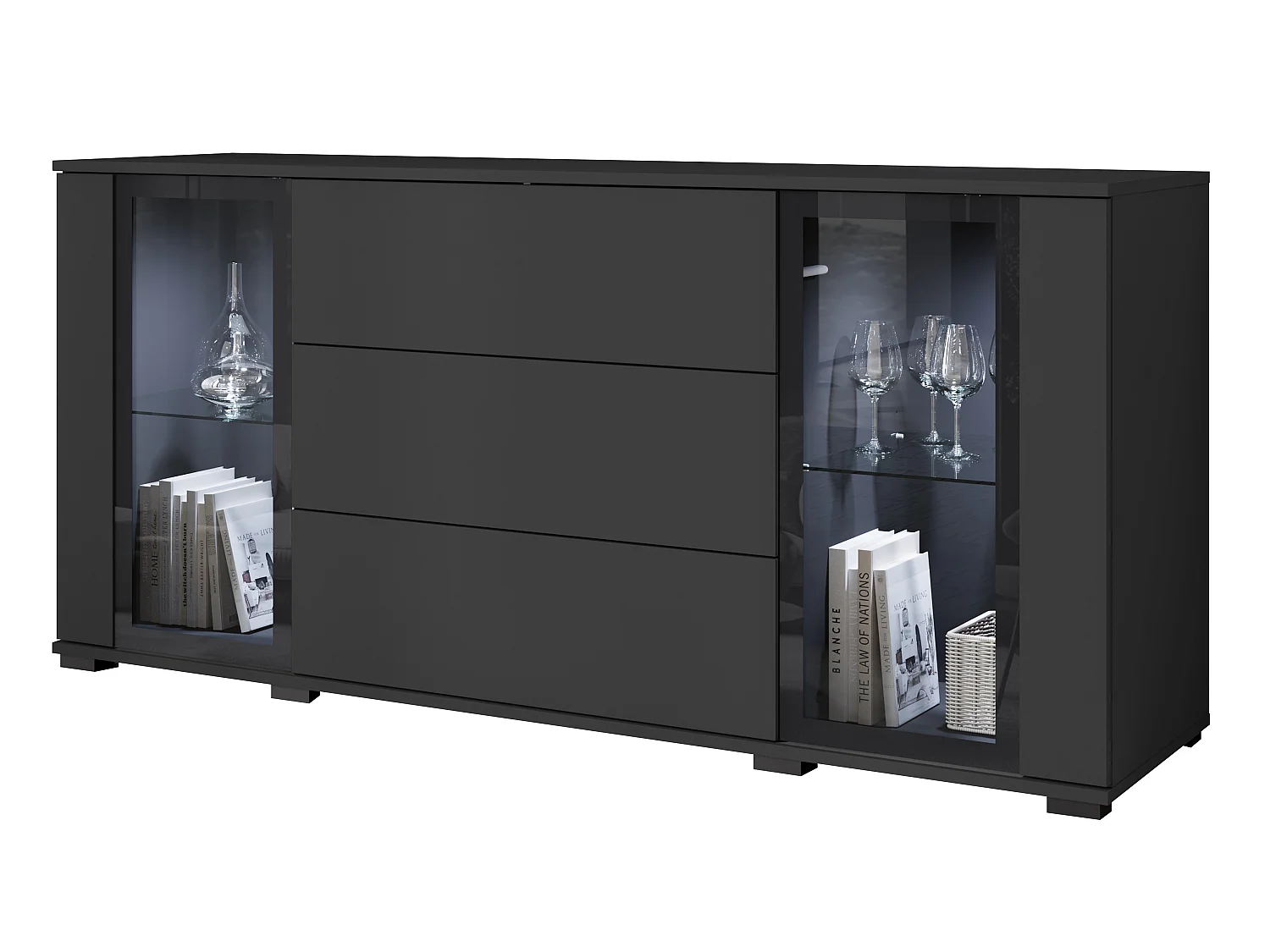 FARO-Kommode, Sideboardbreite 150 cm, Farbe: Schwarz