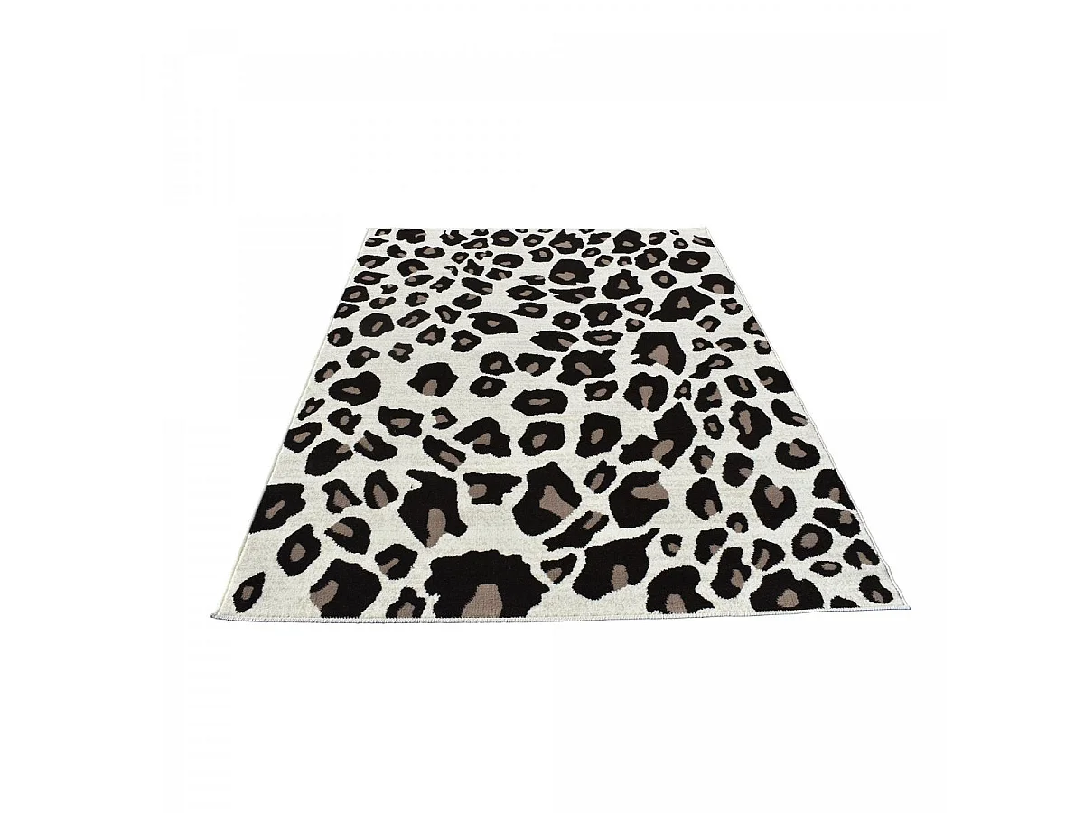 tapis salon LYN1 LEOPARD Beige et marron motif félin tacheté