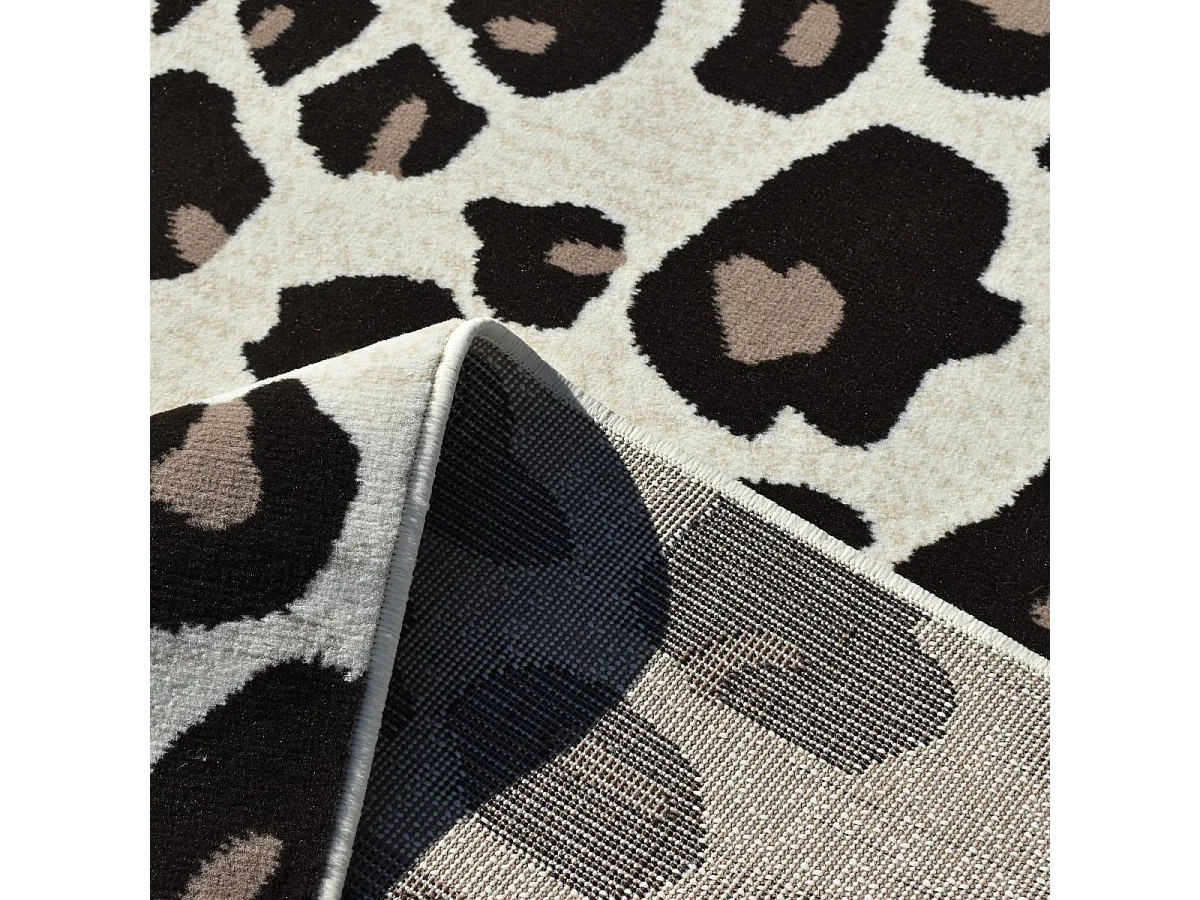 tapis salon LYN1 LEOPARD Beige et marron motif félin tacheté