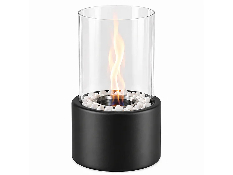 NETTLIFE Cheminee Bioethanol L12 3 l9 9 H21cm base metal verre borosilicate feu ambiance portable pour maison balcon