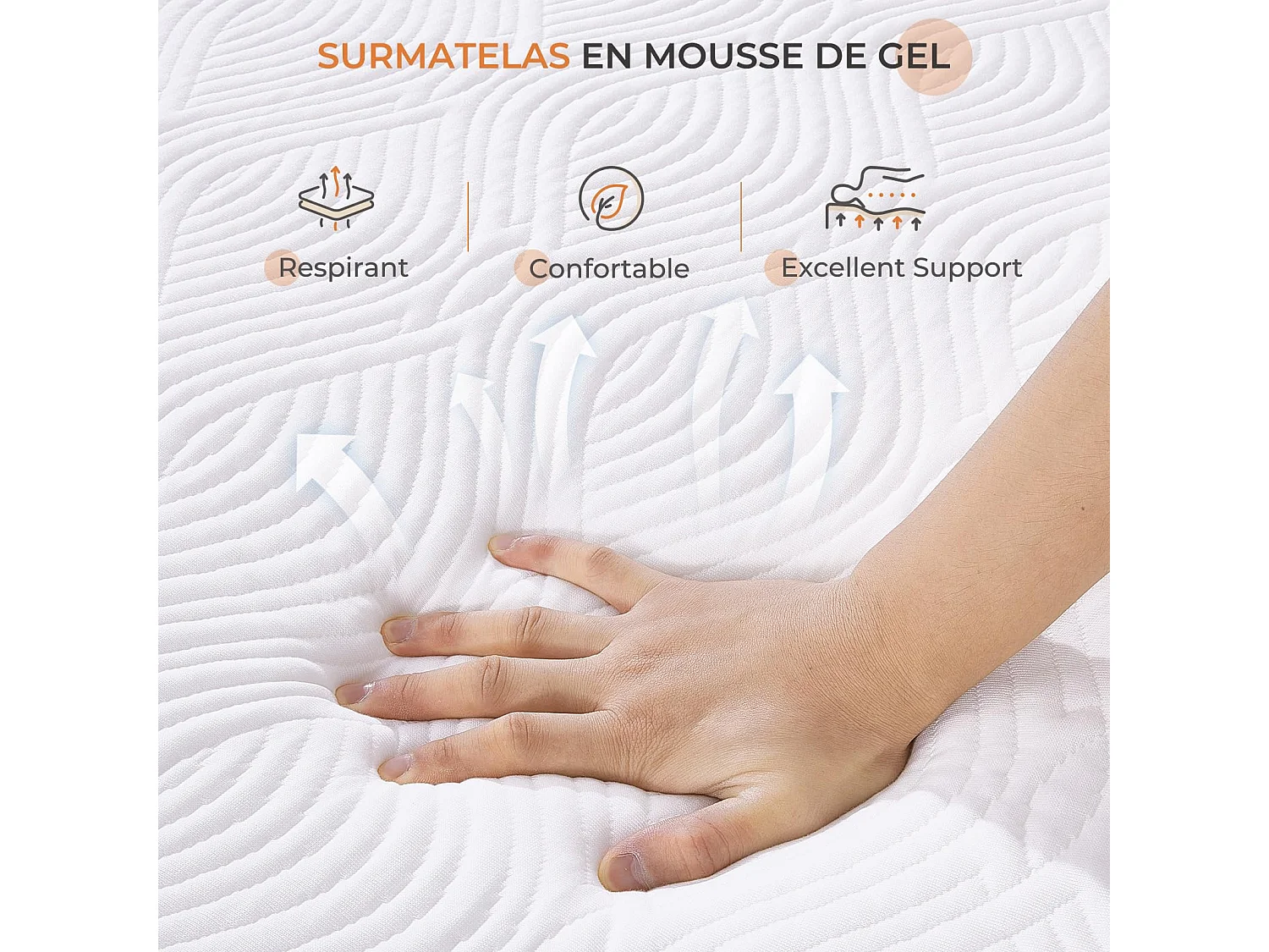 Sweetnight Surmatelas 120x190 cm - Épaisseur 10 cm - Mousse à mémoire de forme au gel - 5 zones - Respirant - Housse douce