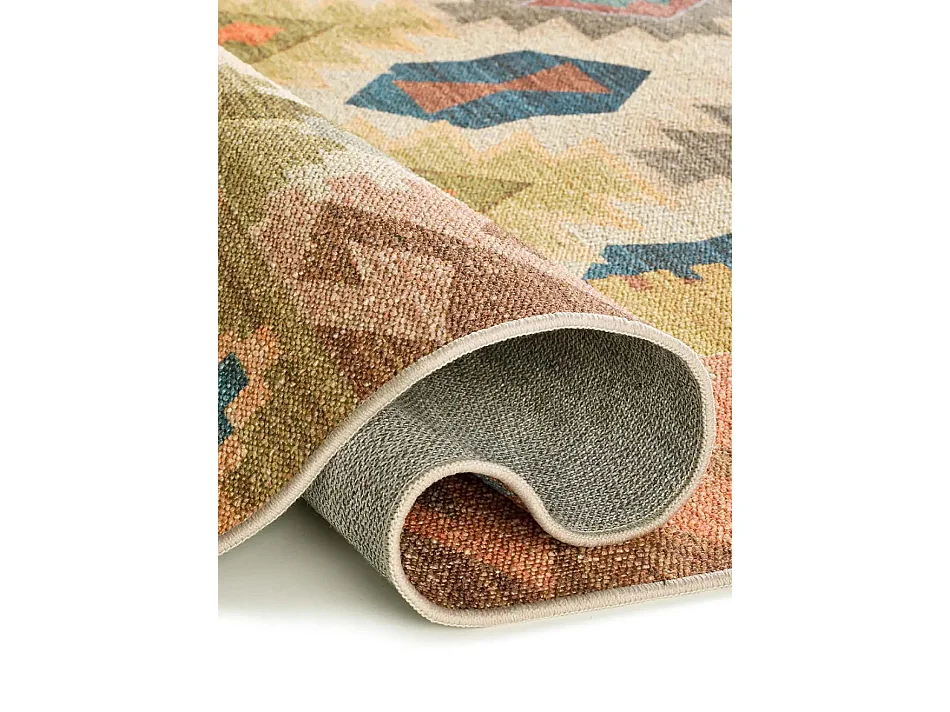 Tapis intérieur lavable antidérapant - ethnique - multicolore - 140 x 200 cm - SERAK
