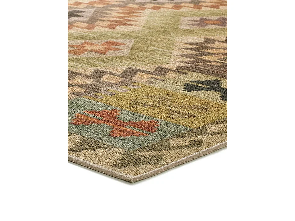 Laagpolig tapijt - wasbaar antislip - etnisch - veelkleurig - 160x230 cm - SERAK