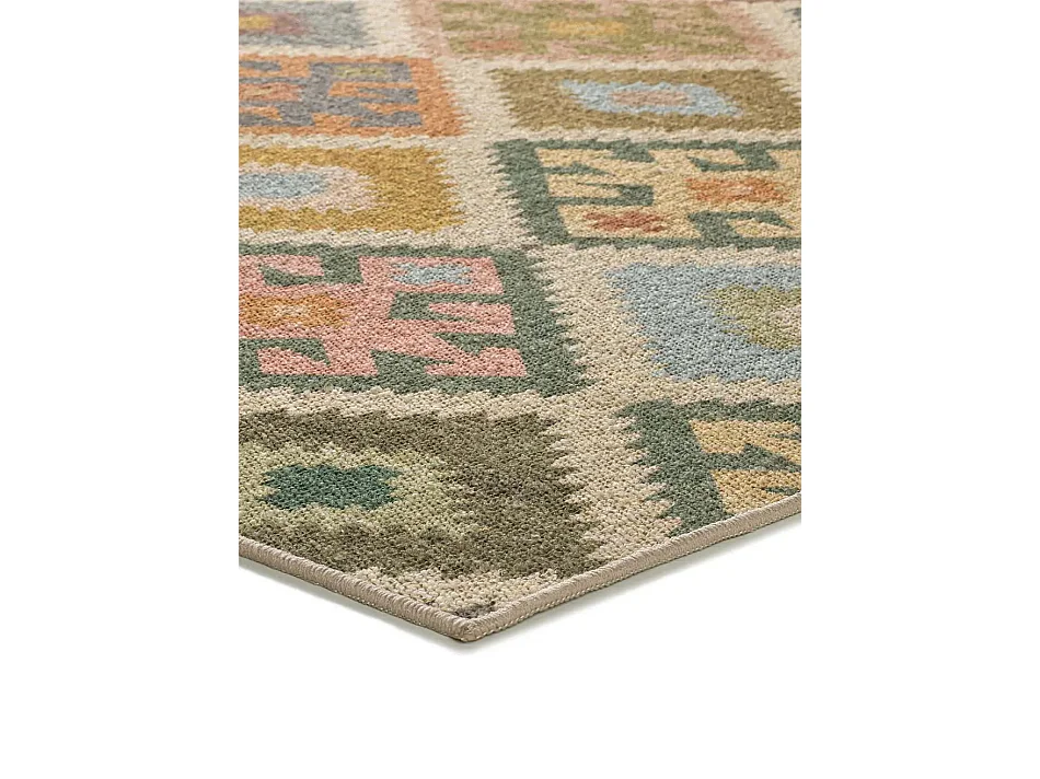 Tapis intérieur lavable antidérapant - ethnique - multicolore - 140 x 200 cm - SERAK