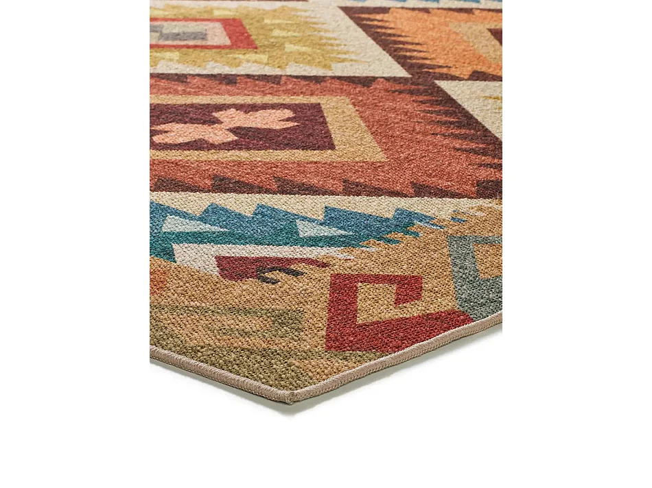 Laagpolig tapijt - wasbaar antislip - etnisch - veelkleurig - 160x230 cm - SERAK