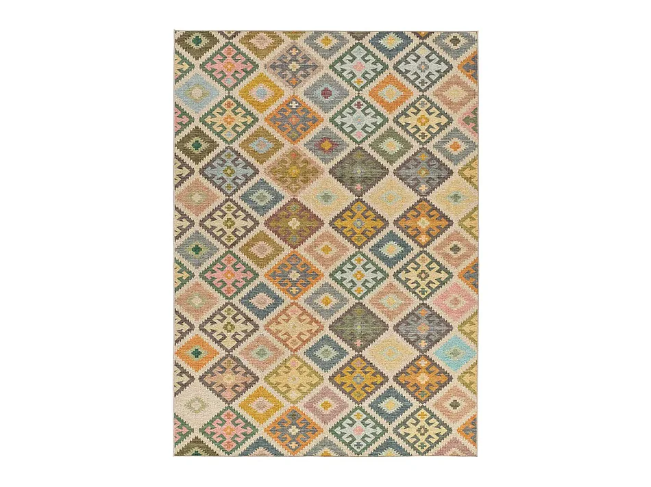 Laagpolig tapijt - wasbaar antislip - etnisch - veelkleurig - 160x230 cm - SERAK