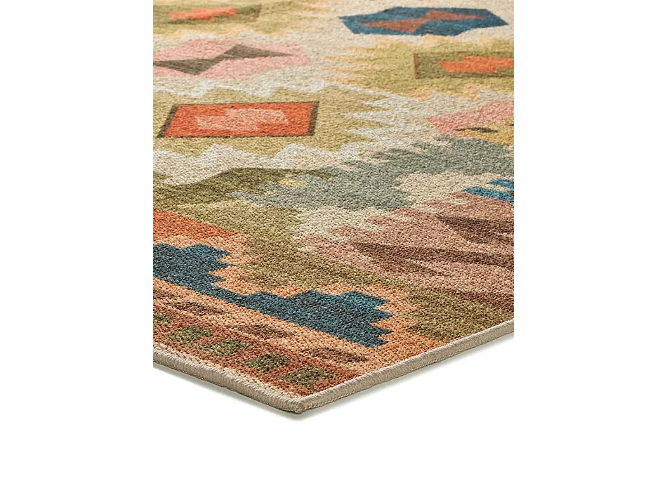 Laagpolig tapijt - wasbaar antislip - etnisch - veelkleurig - 200x290 cm - SERAK