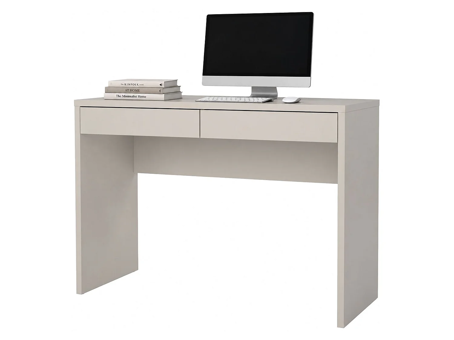Scrivania Acero, 2 Cassetti, 100x40x77h cm Beige Cashmere, un Ripiano, Sfumatura Colore Struttura Cashmere