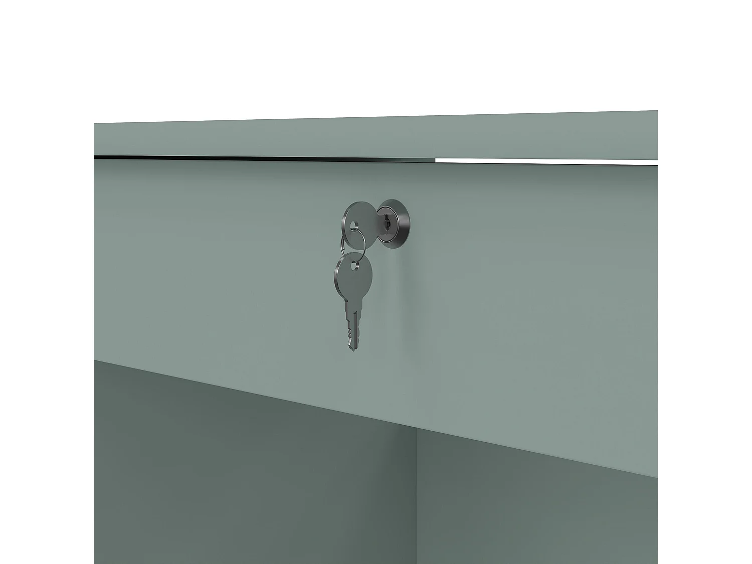 Schreibtisch Franklin, ein Regal, 109x49x76h cm Salbeigrün, 4 Schubladen, ein Fach