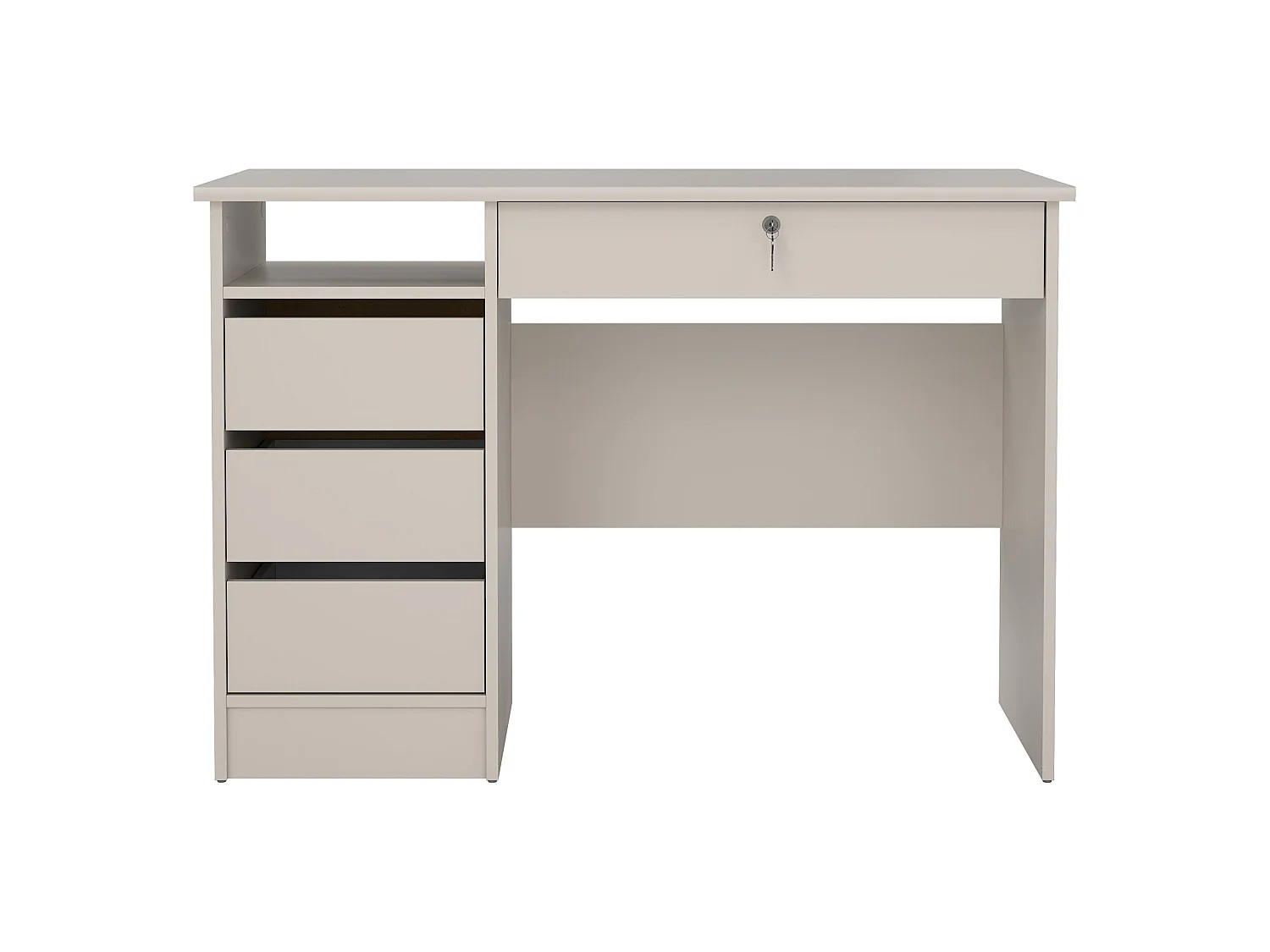 Scrivania Franklin, un Ripiano, 109x49x76h cm Beige Cashmere, 4 Cassetti, un Vano