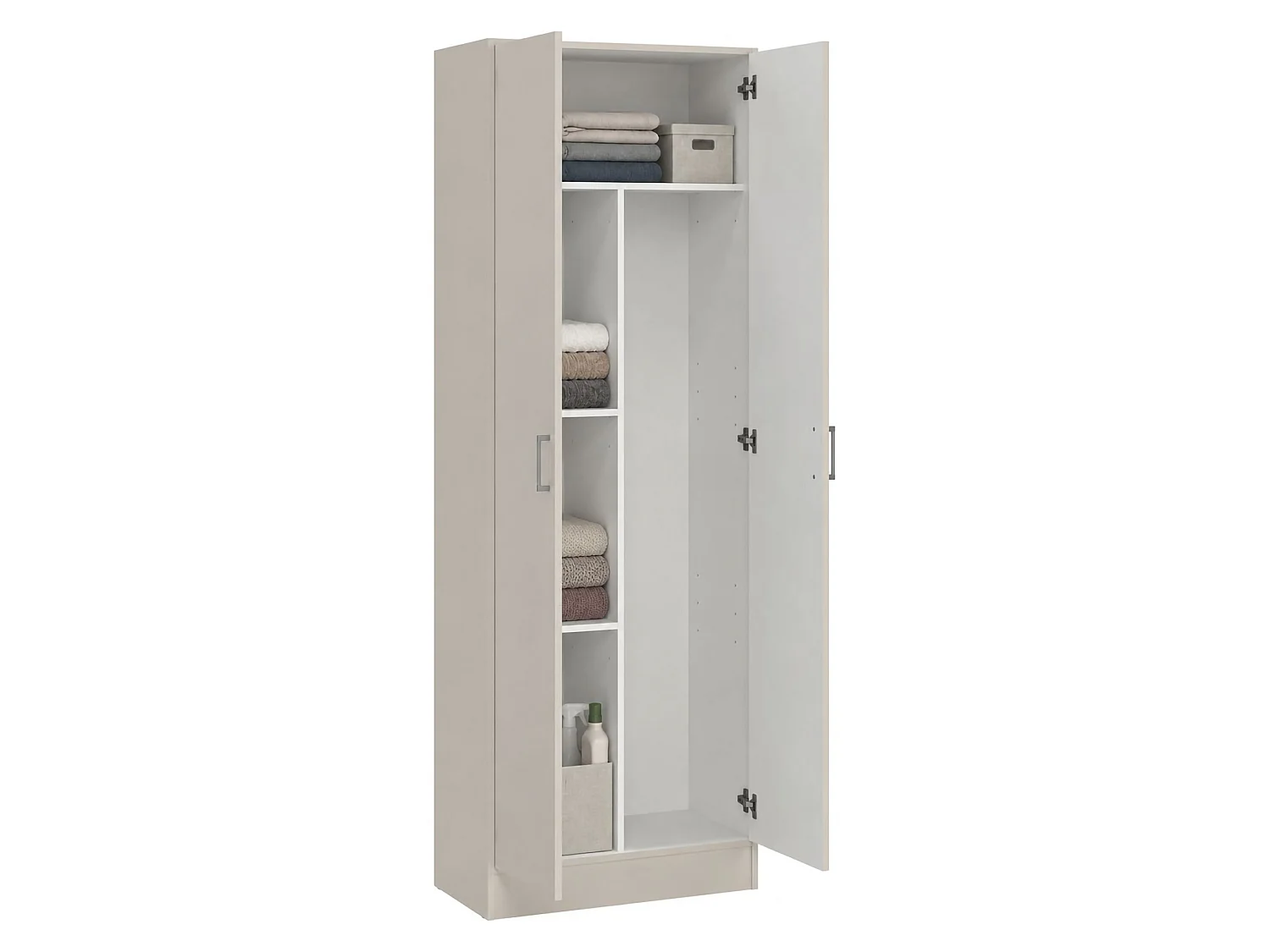 Armadio Multiuso 2 Ante Soresina, 3 Ripiani, 70x180h cm Beige Cashmere, 2 Ante, 5 Vani