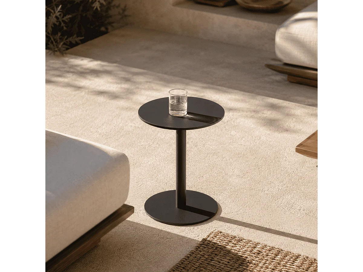 Tavolino da salotto in metallo nero, diametro 41 cm - SASHA