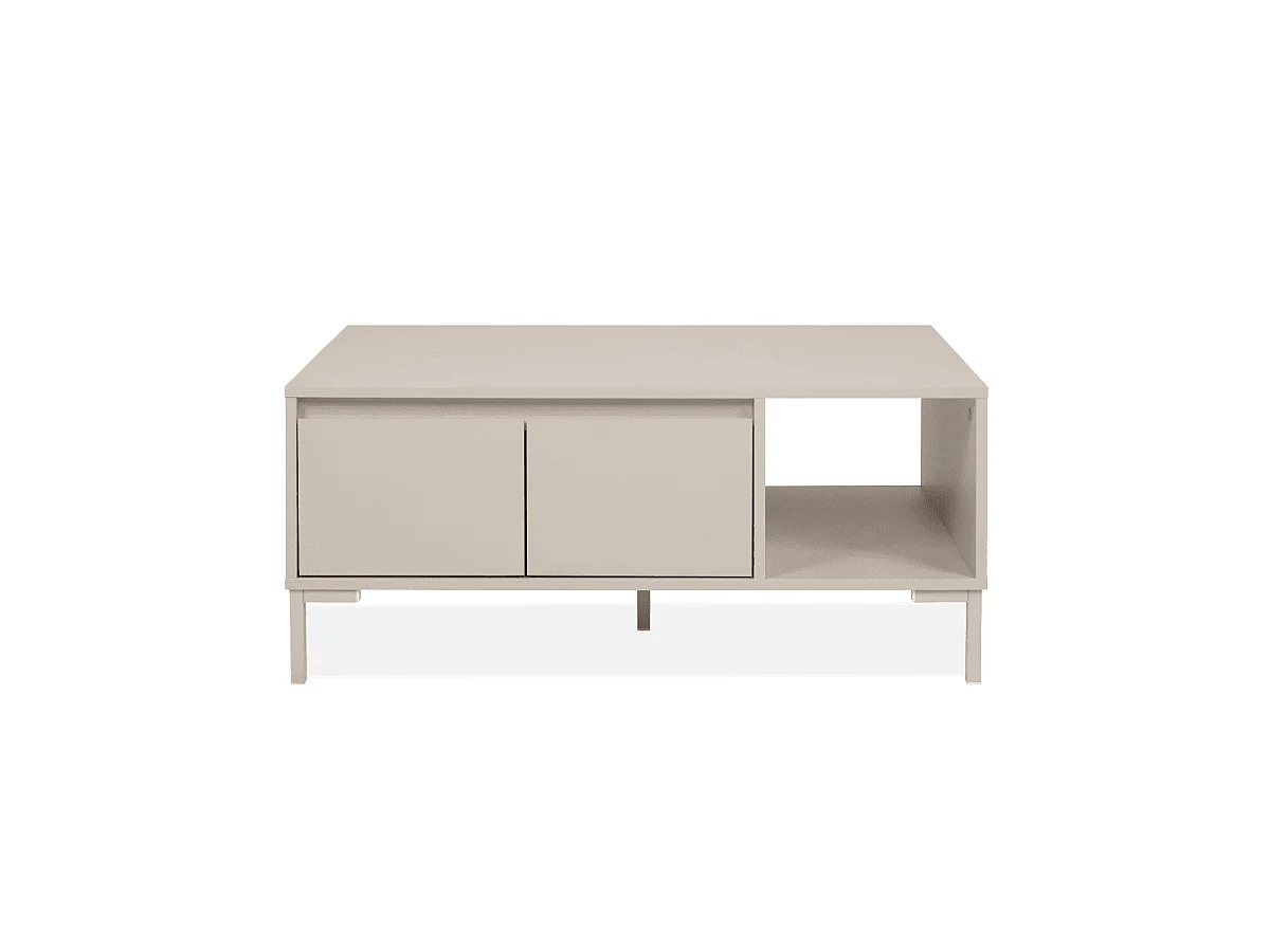 Table basse 2 portes, 1 niche couleur cachemire L100 cm - NERIO