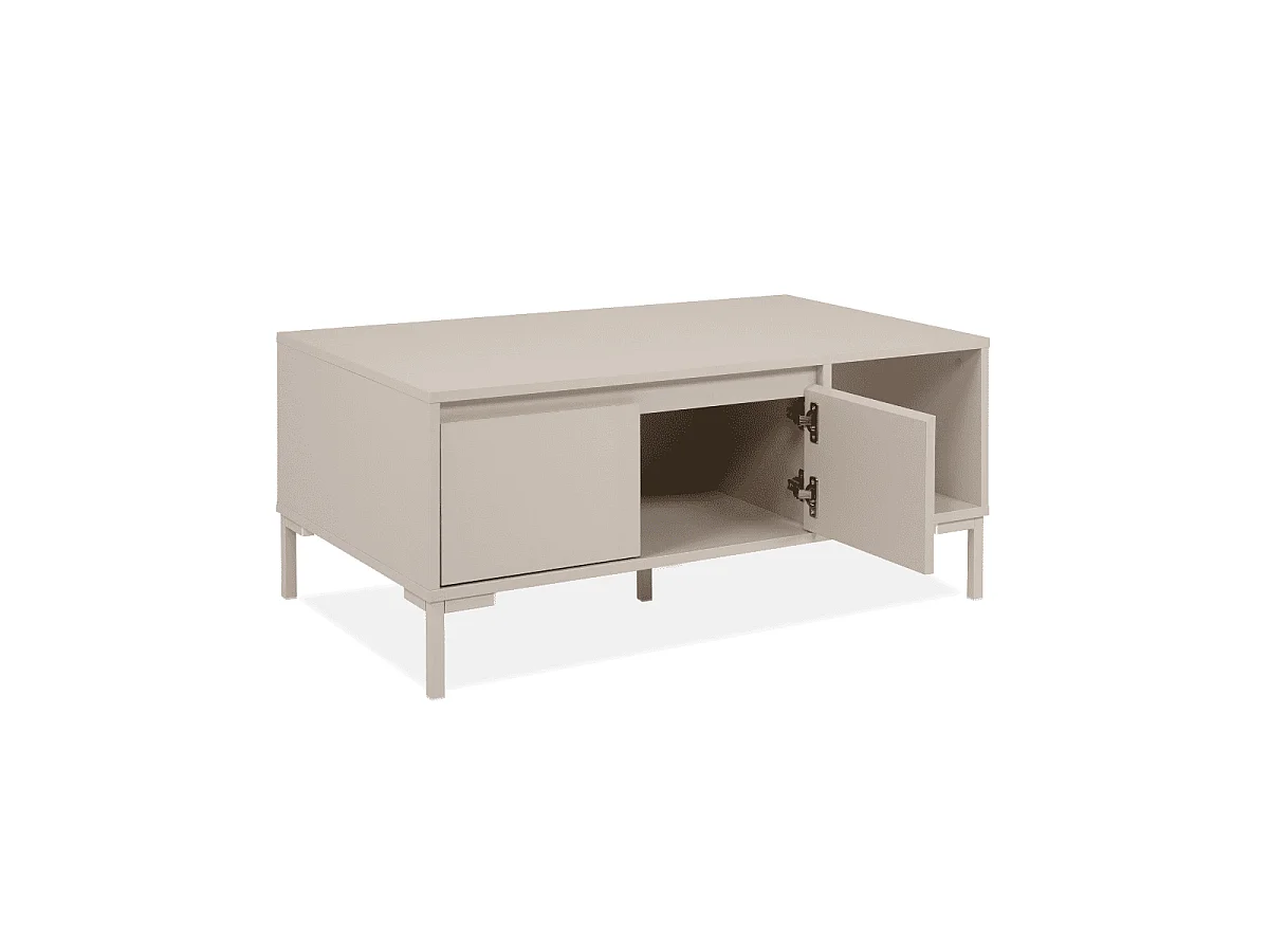 Table basse 2 portes, 1 niche couleur cachemire L100 cm - NERIO