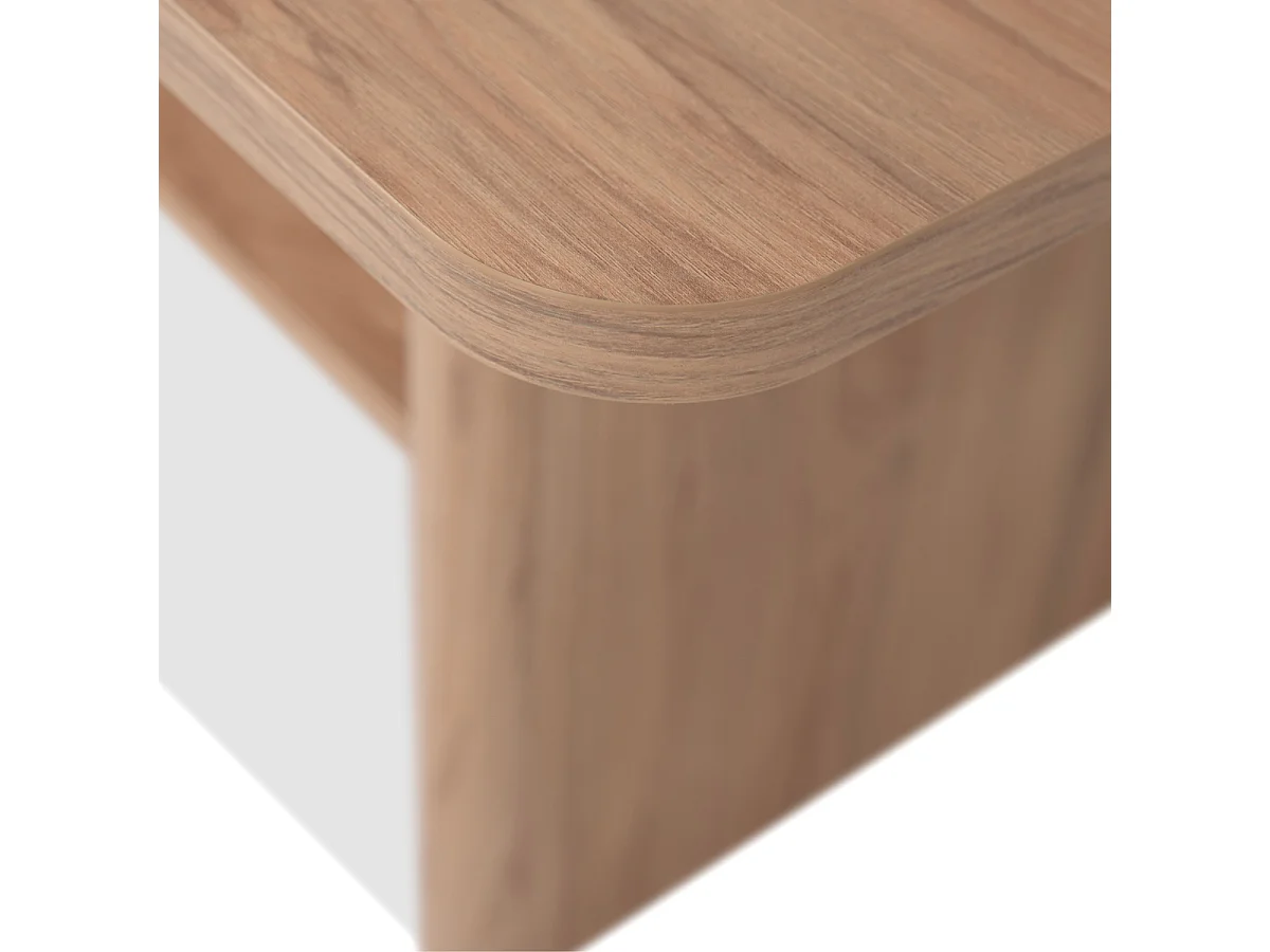 Table basse 1 niche, bords arrondis effet bois L90 cm - SOREN