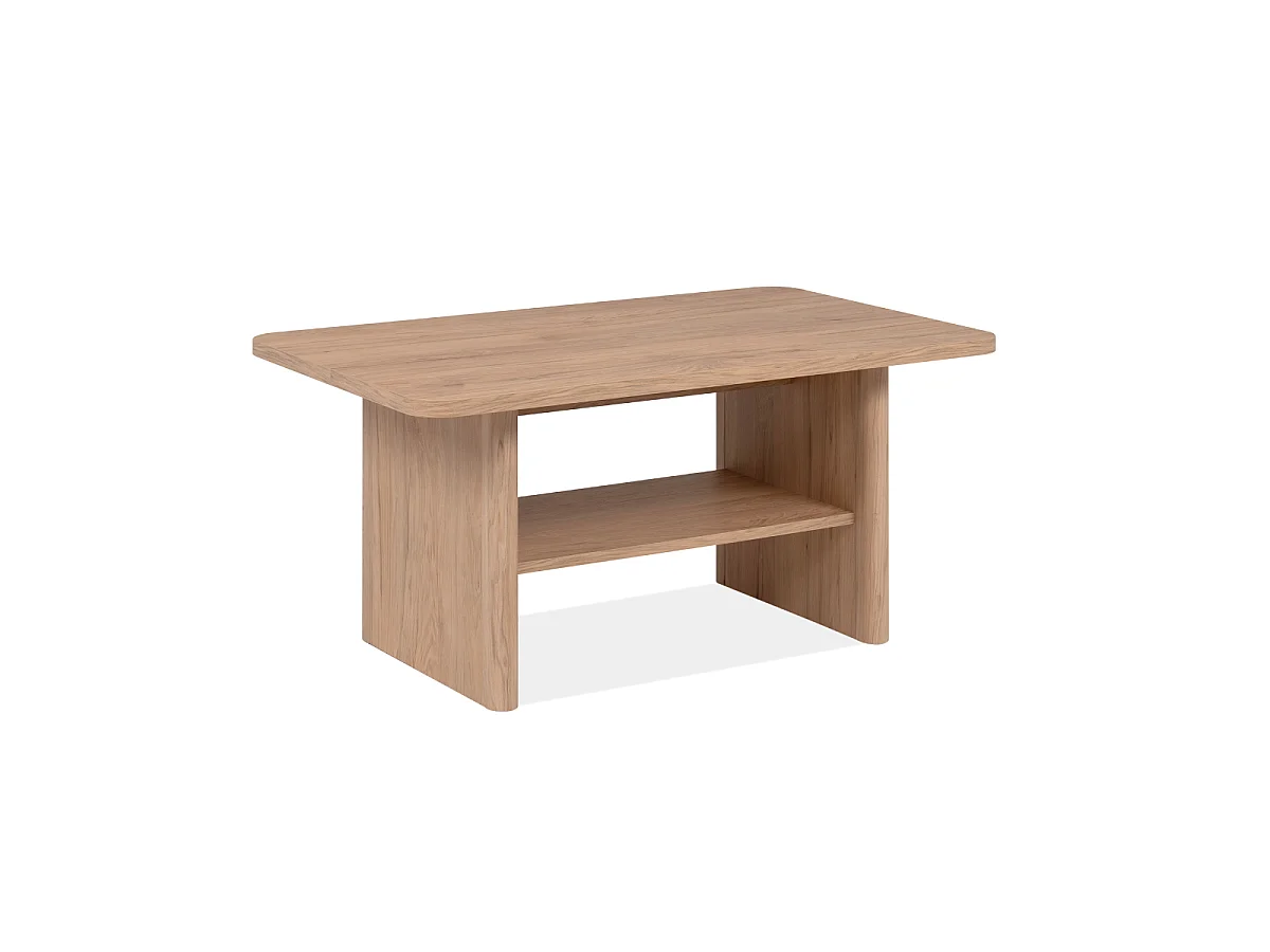 Table basse 1 niche, bords arrondis effet bois L90 cm - SOREN