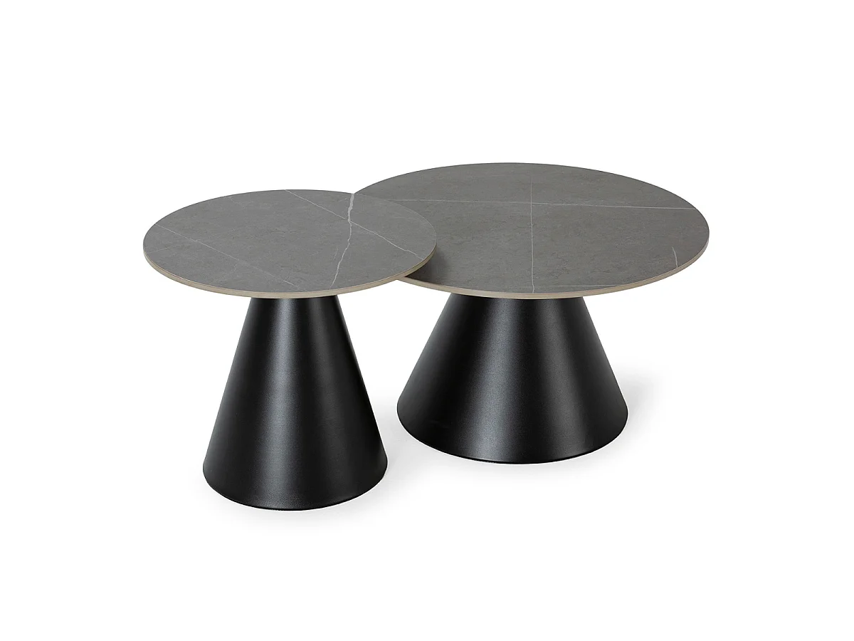 Set van 2 ronde salontafels in grijs - LOUNA