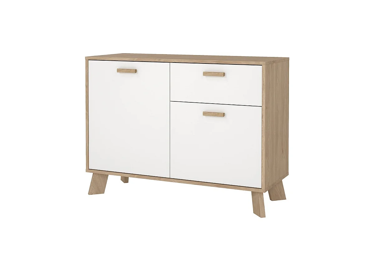Buffet 2 portes, 1 tiroir décor chêne et blanc L98,7 cm - STORM