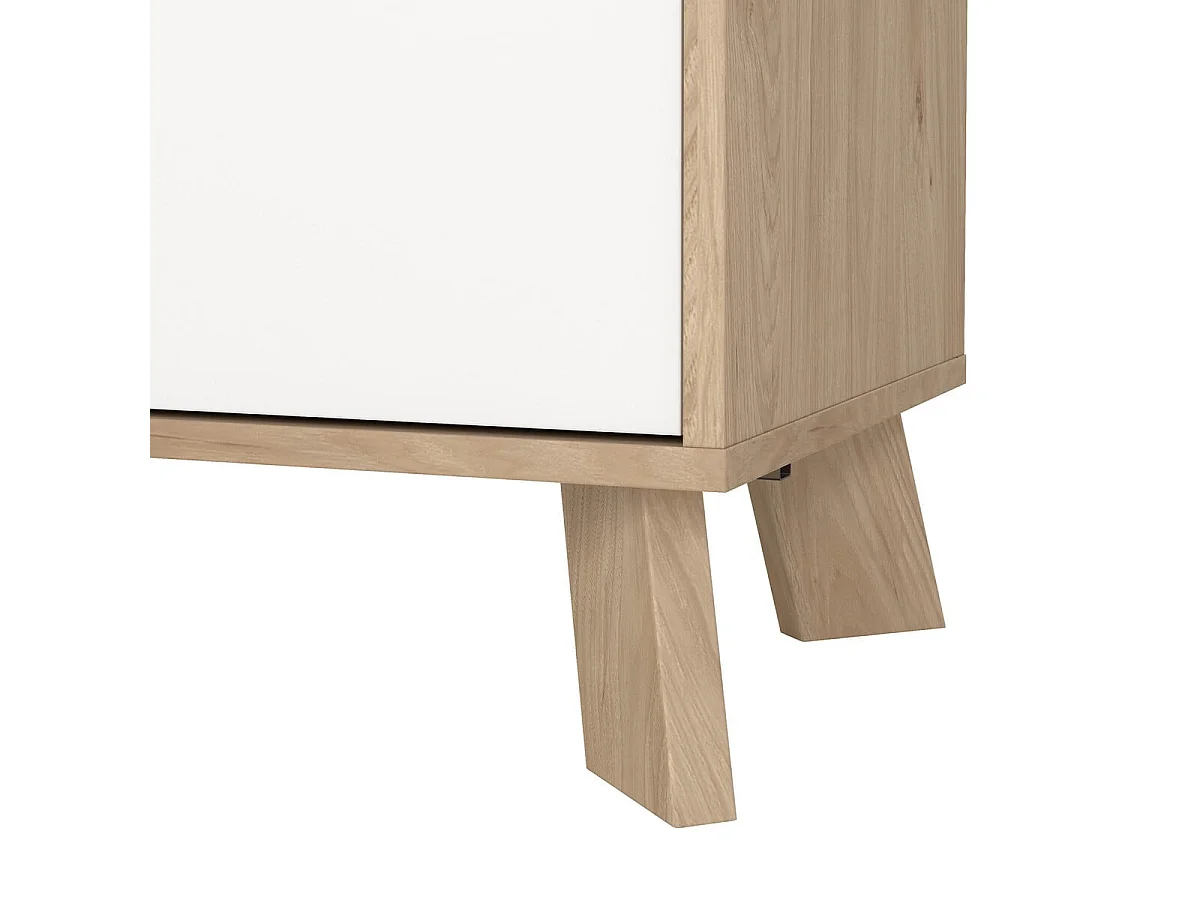 Buffet 2 portes, 1 tiroir décor chêne et blanc L98,7 cm - STORM