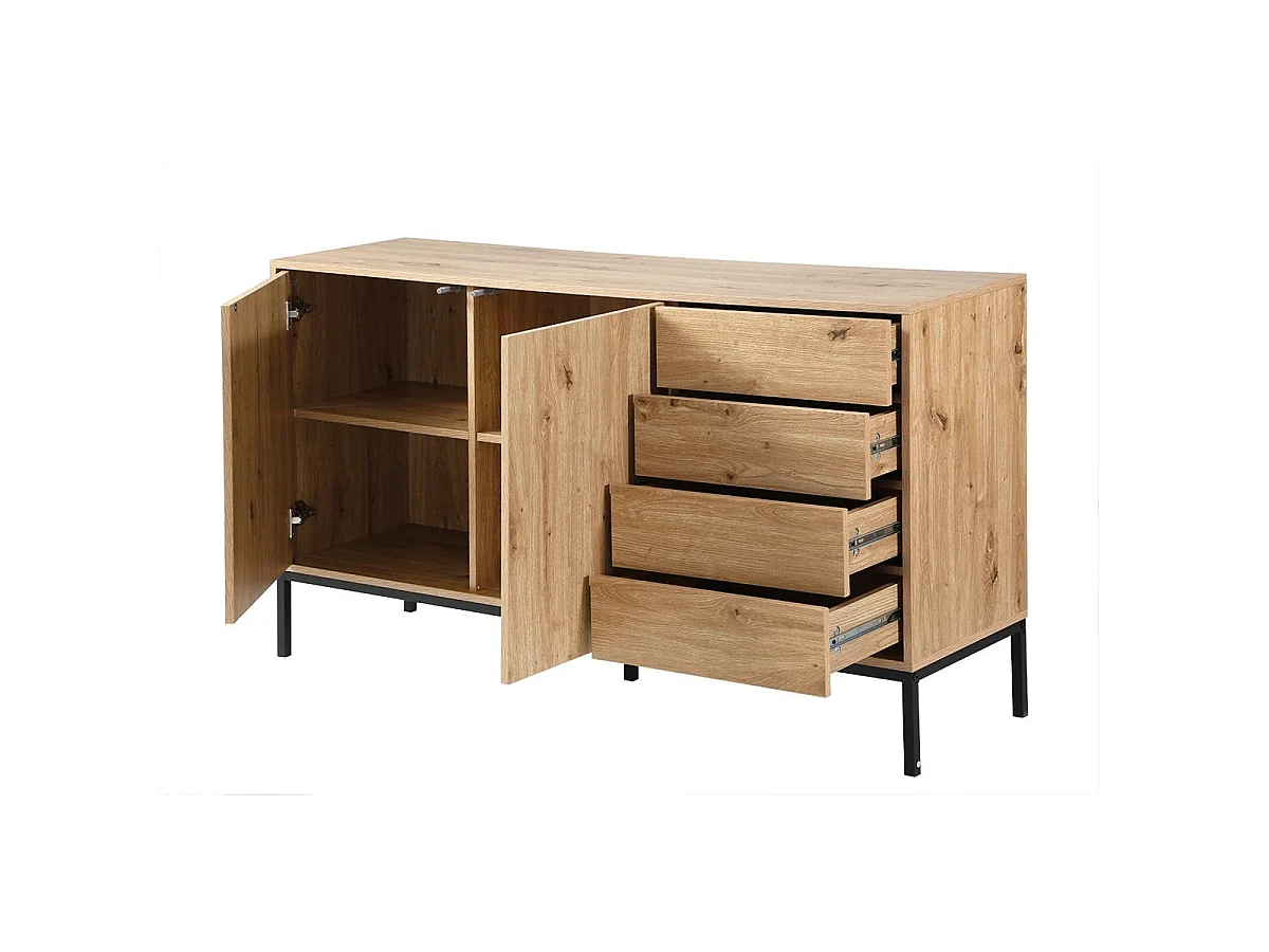 Buffet 2 portes et 4 tiroirs L140 cm LENNY