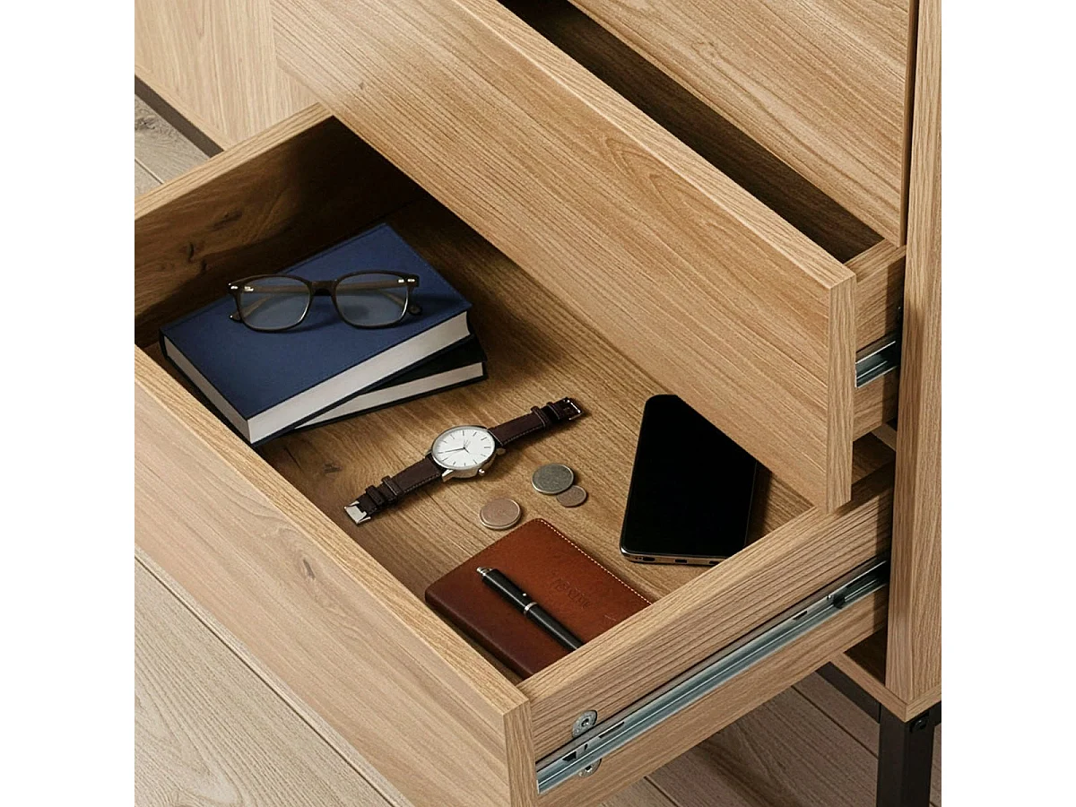 Buffet 2 portes et 4 tiroirs L140 cm LENNY