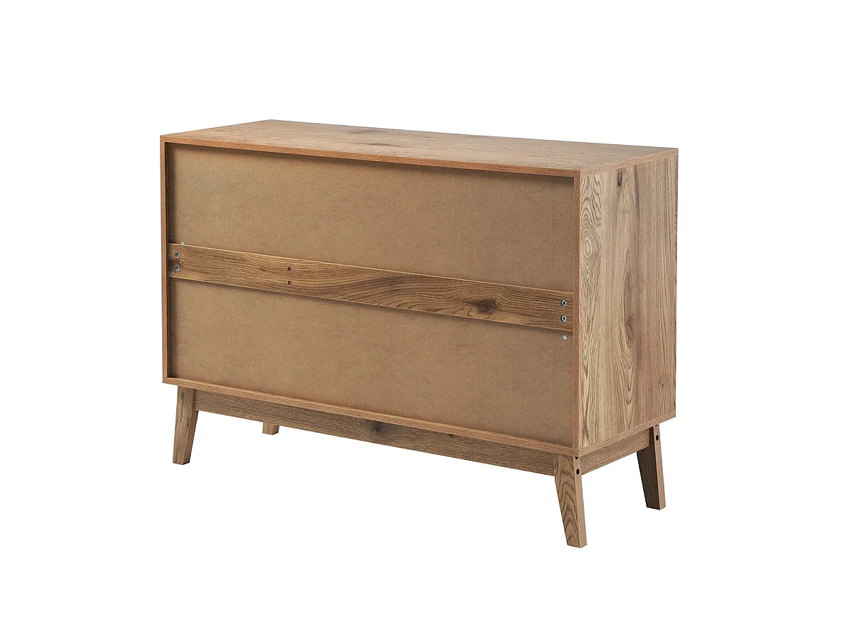 Buffet 2 portes et 3 tiroirs avec façades en rotin L120 cm - ALIA