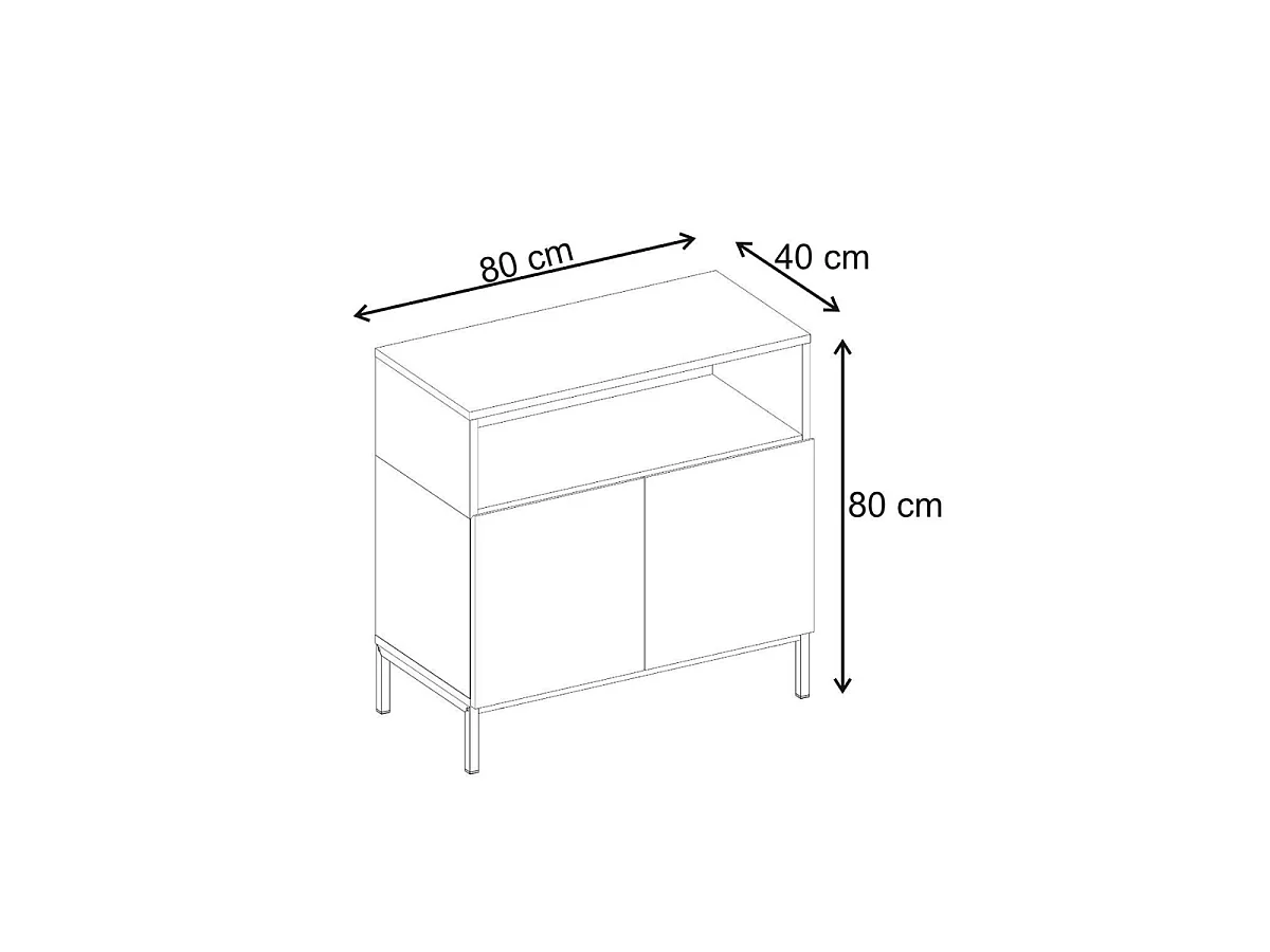 Credenza piccola 2 ante 1 nicchia L80 cm - OLIVER