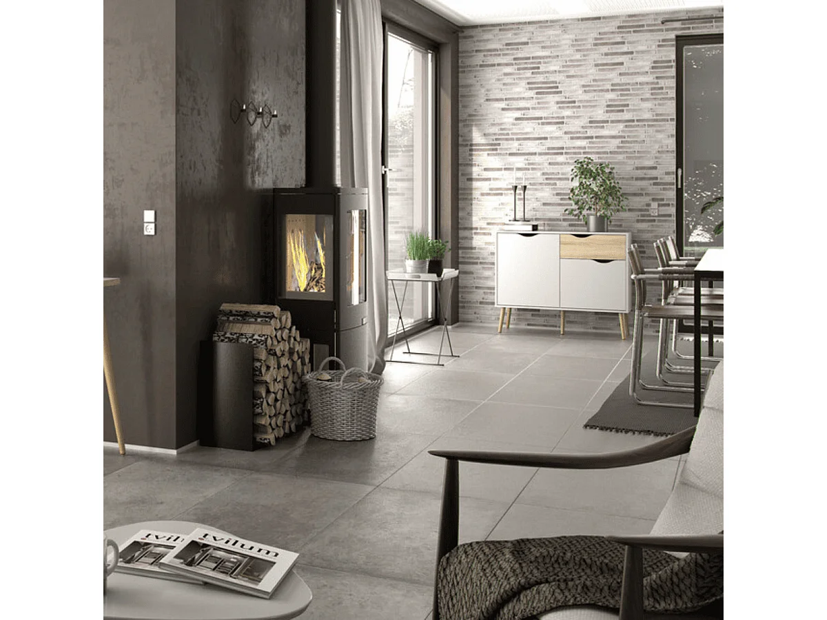 Petit buffet 2 portes, 1 tiroir blanc et décor chêne L98,7 cm - BILLUND