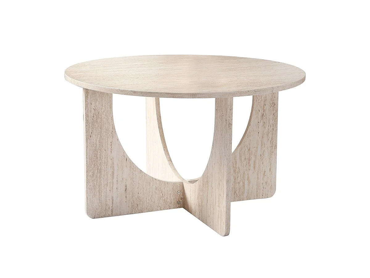 Runder Couchtisch Ø70 cm in Travertin-Optik MARTA