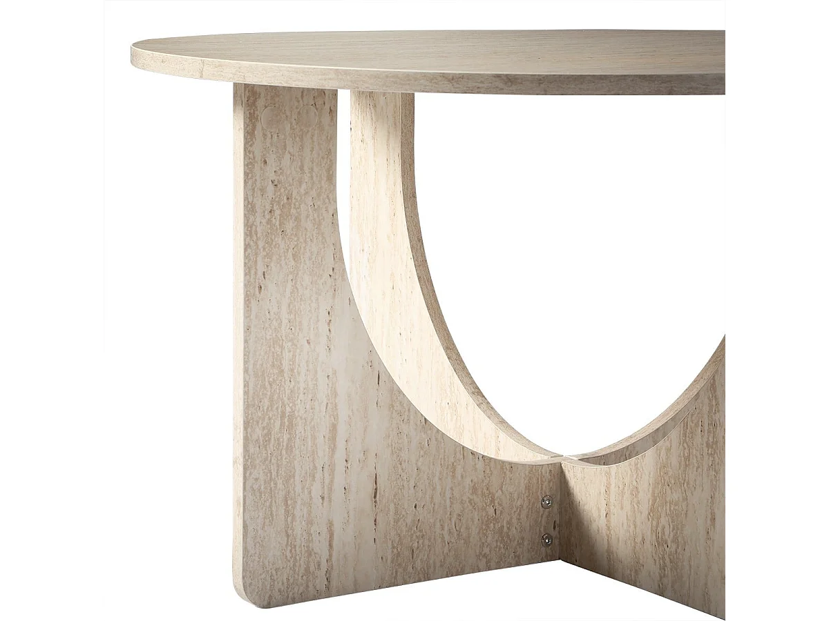 Runder Couchtisch Ø70 cm in Travertin-Optik MARTA