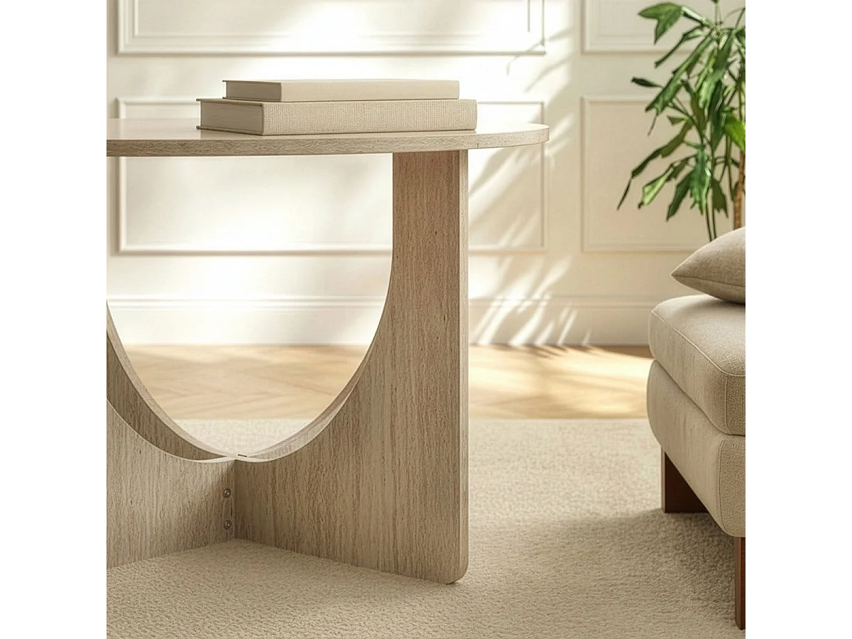 Runder Couchtisch Ø70 cm in Travertin-Optik MARTA