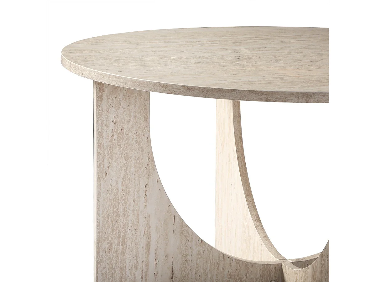 Runder Couchtisch Ø70 cm in Travertin-Optik MARTA