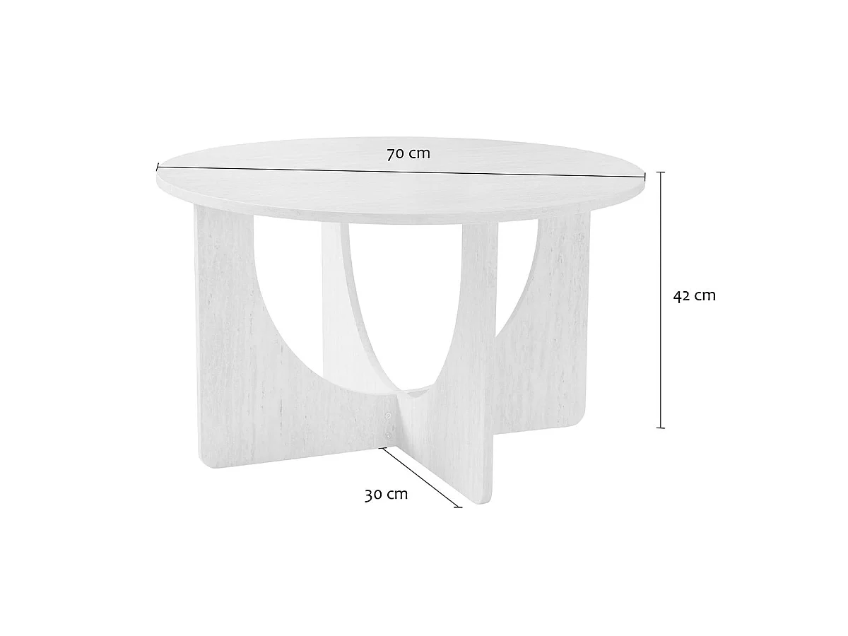 Runder Couchtisch Ø70 cm in Travertin-Optik MARTA